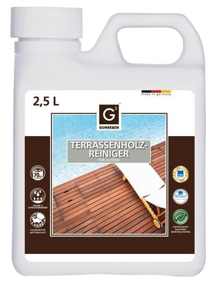 2,5 Liter Holzterrassen Reiniger von Gunreben reicht für ca. 20-80 m²