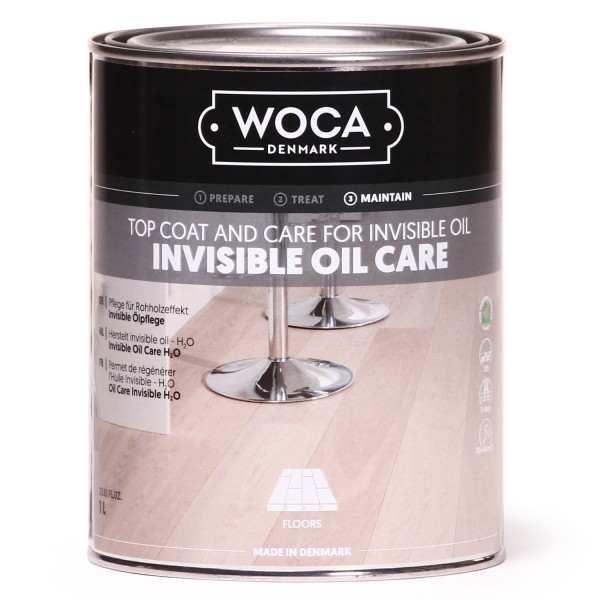 WOCA No1 Invisible Öl Care, 1 Liter zur Ersteinpflege von Eiche Dielen in Rohholzoptik